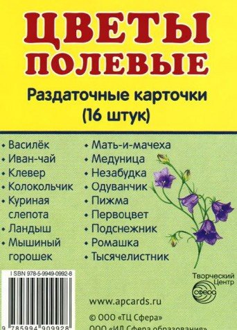 Раздаточные карточки Цветы полевые (63х87мм)