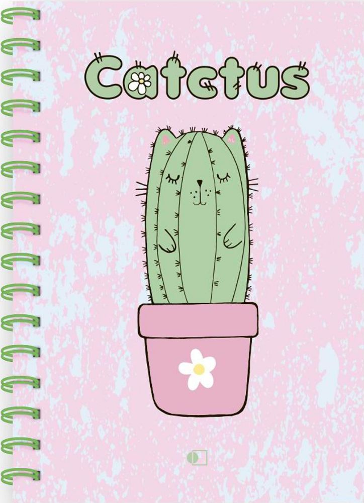 Блокнот Кактус Кот высокий / Catctus, four (А5, 160 стр., пружина, блок желтый)