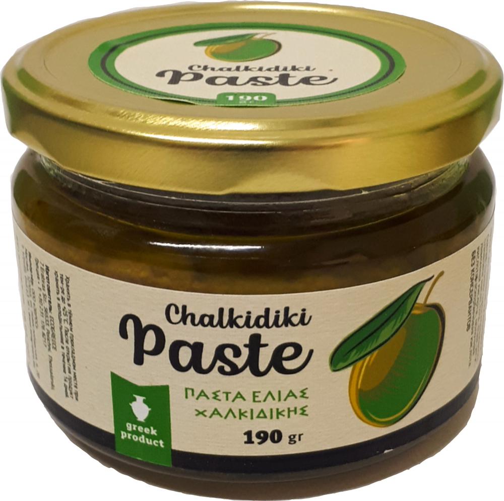 Паста из зеленых оливок Халкидики с оливковым маслом и специями (190 г ст/б)