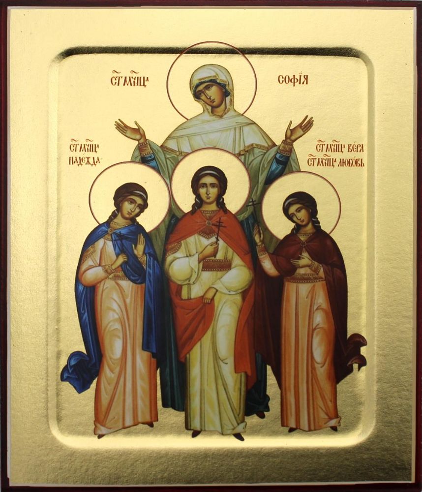 Икона святых мучениц Веры, Надежды, Любови и матери их Софии на дереве: 125 х 160