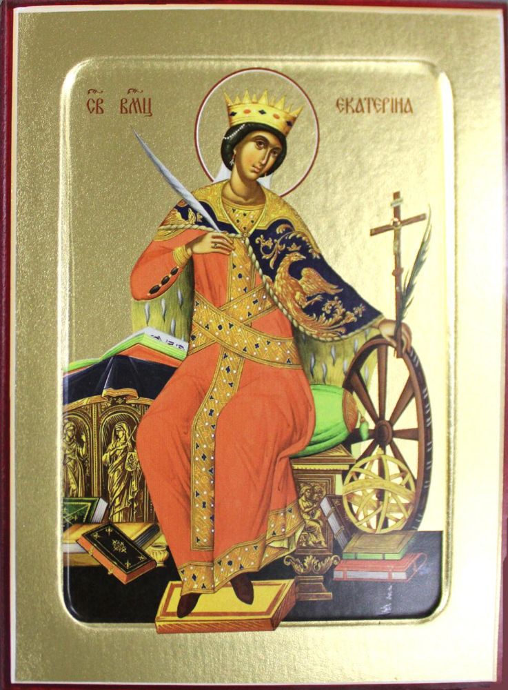 Икона великомученицы Екатерины (сидящая) на дереве: 125 х 160