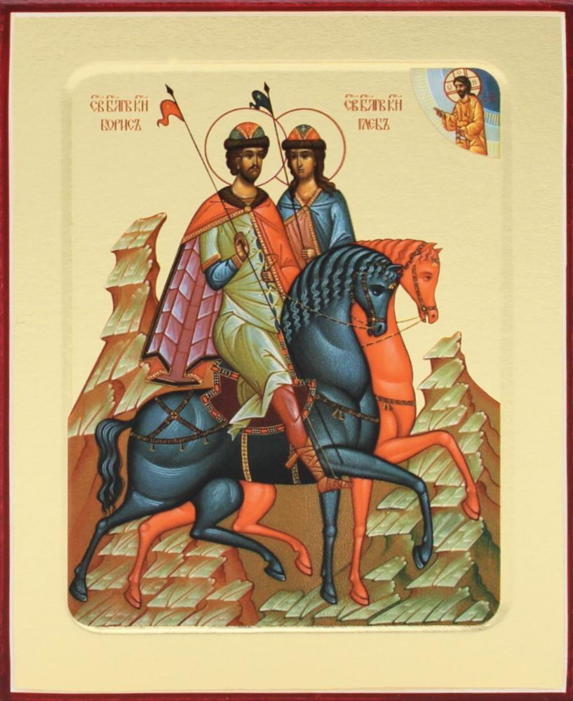 Икона благоверных князей Бориса и Глеба (на дереве): 125 х 160