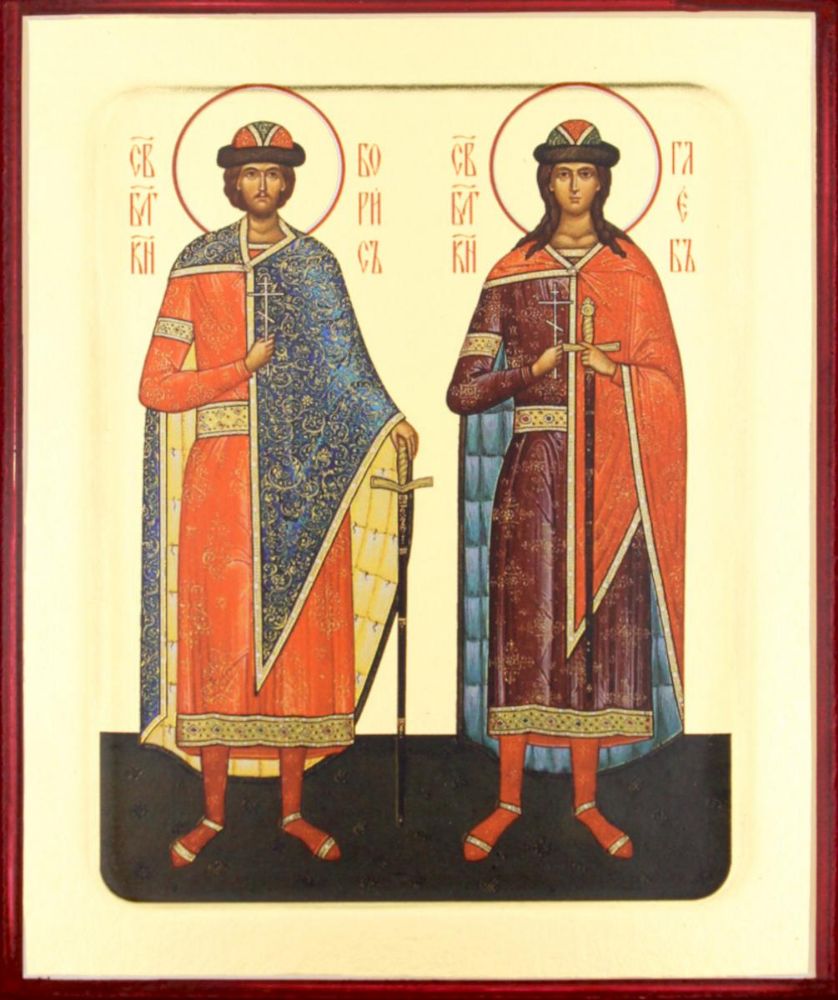 Икона Бориса и Глеба. блг. князей (ростовая) (на дереве): 125 х 160