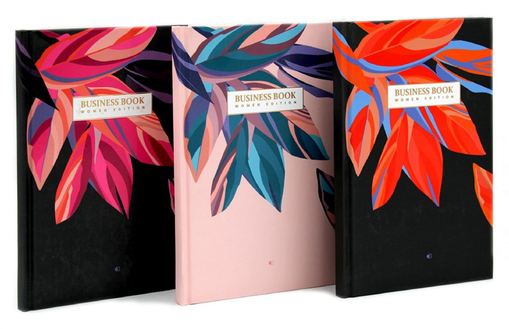 Блокноты Стильный фикус, огненный, цветочный, светло-синий (А5, 160 стр., клетка) (комплект из 3-х блокнотов)