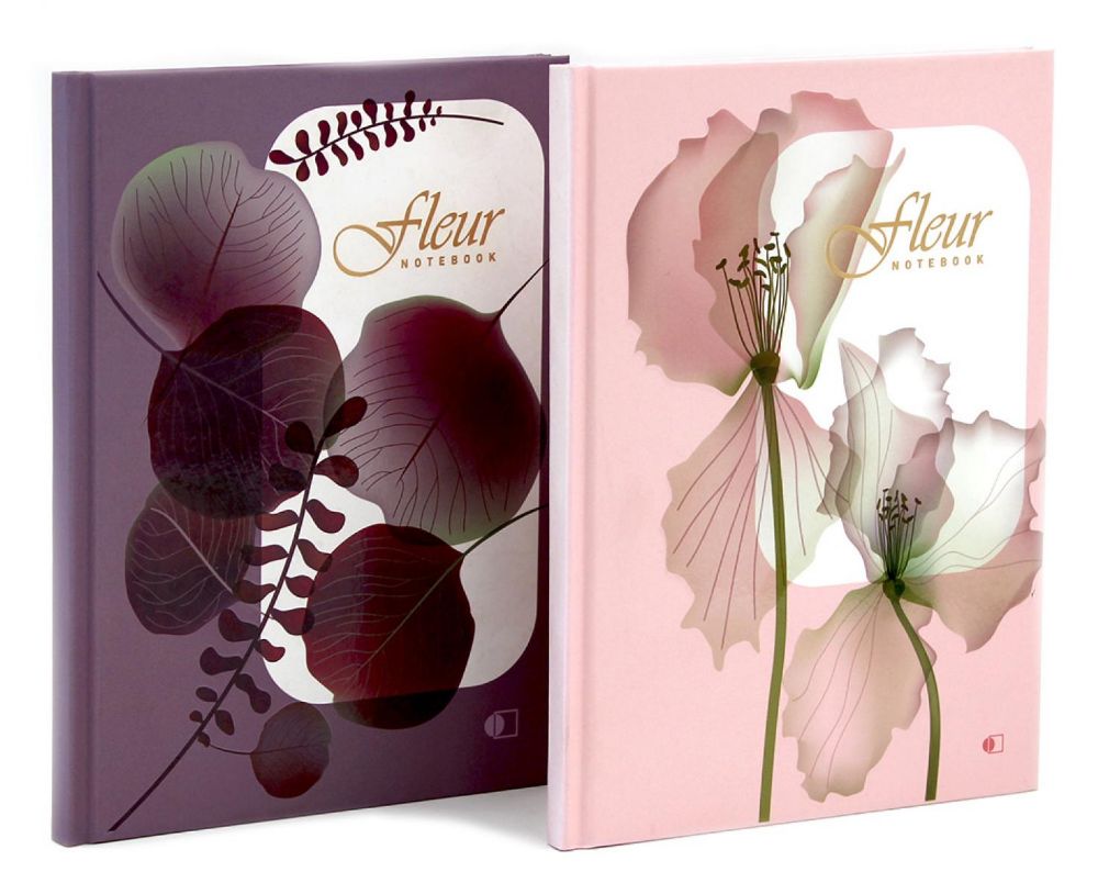 Блокноты Цветок нежно-розовый, нежно-лиловый. (А5, 192 стр., клетка) (комплект из 2-х блокнотов)