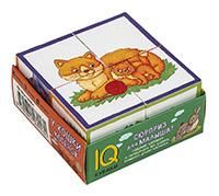 IQ кубики. 4 кубика в поддончике. У кошки котёнок. 2+