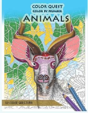 Color Quest Color by Number Animals: Jumbo Adult Coloring Book for Stress Relief