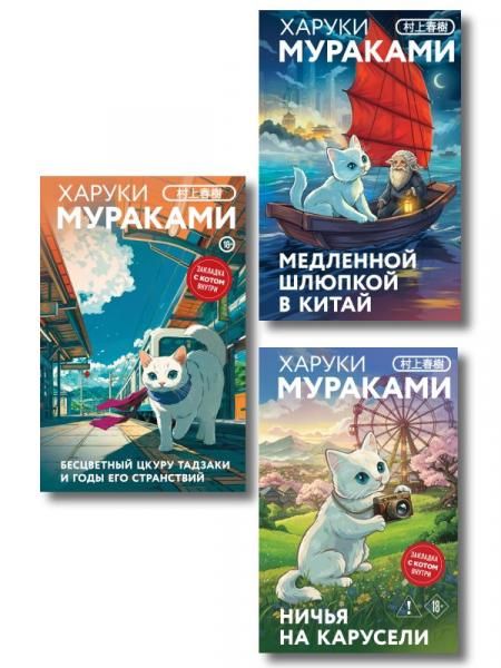 Отпуск с Харуки Мураками набор из 3-х книг: Бесцветный Цкуру Тадзаки и годы его странствий, Ничья на карусели и Медленной шлюпкой в Китай